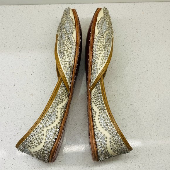 Embellished Cream and Silver Flats - Picture 14 of 16